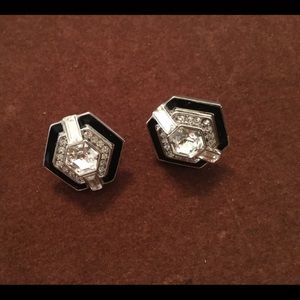 Rhinestone and black onyx earrings